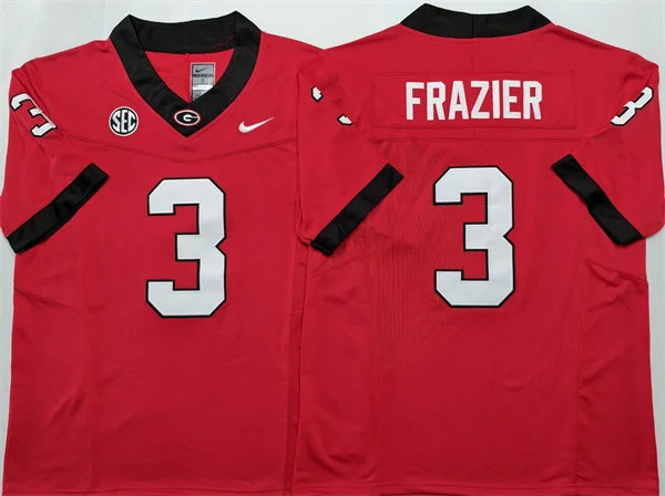 Mens Georgia Bulldogs #3 Nate Frazier Jr. Maroon Football Game Jersey