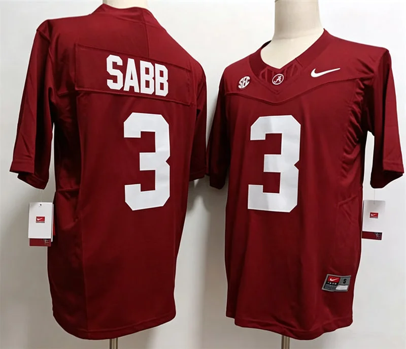 Mens Youth Alabama Crimson Tide #3 Keon Sabb Maroon College Football Game Jersey