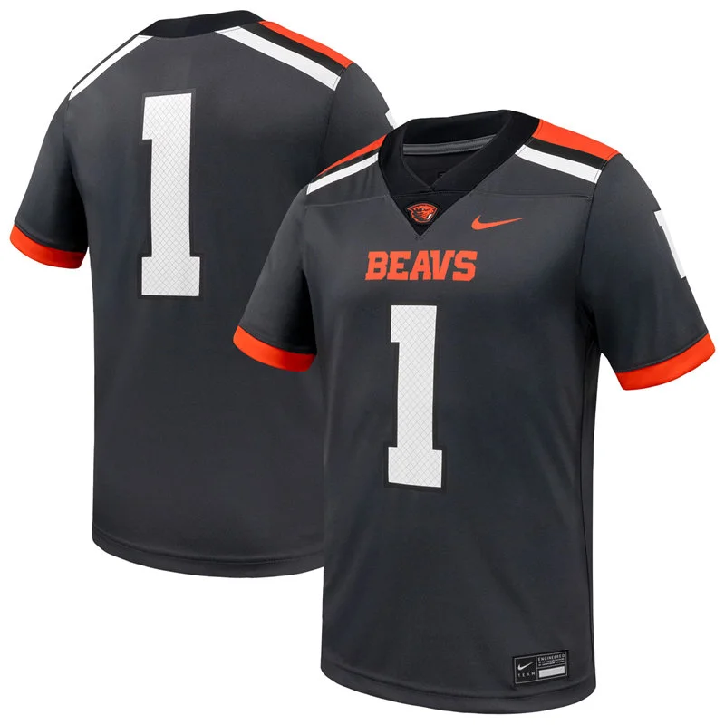 Oregon State Beavers Custom Anthracite Football Game Jersey