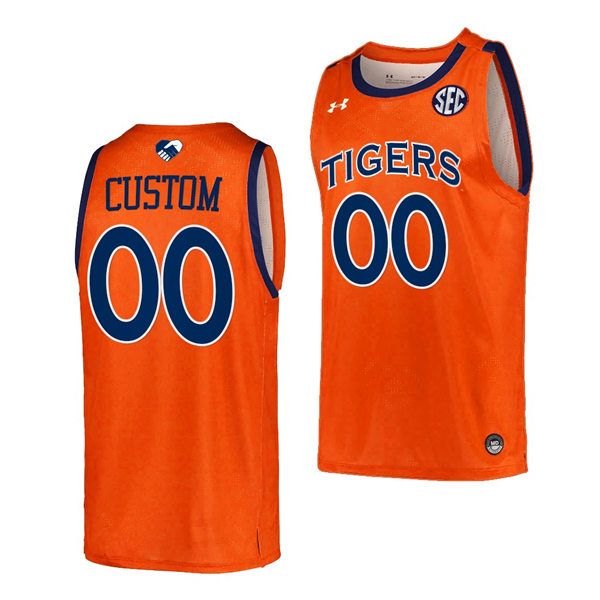 Mens Auburn Tigers Custom Under Armour 2020 Orange Tigers Baskeball Jersey