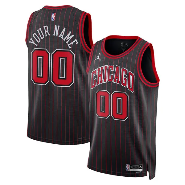 Chicago Bulls Custom Black Pinstripe Statement Edition Jersey