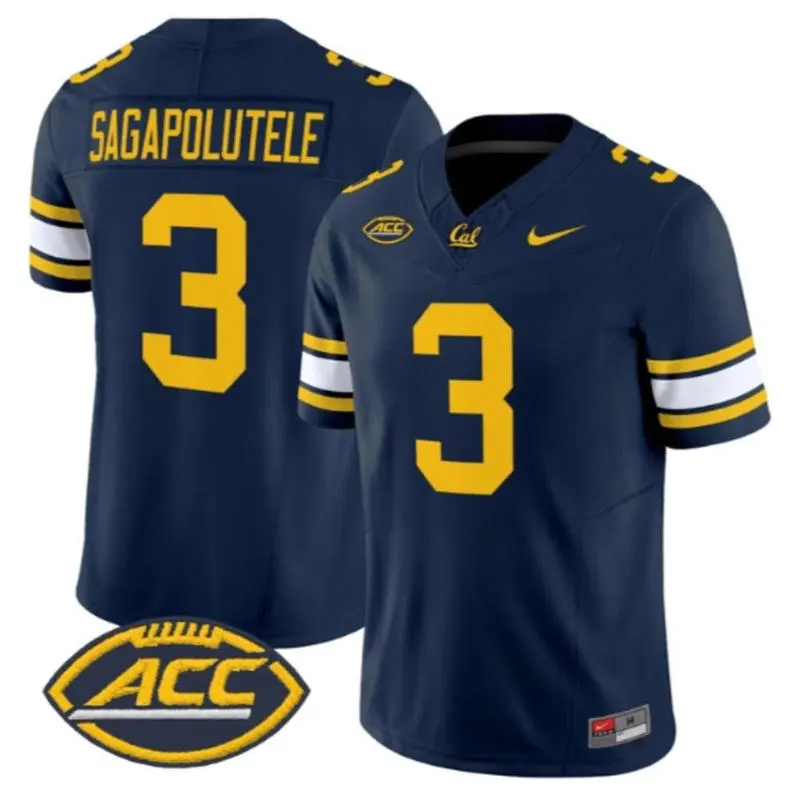 California Golden Bears #3 Jaron-Keawe Sagapolutele 2026 ACC Navy Football Game Jersey