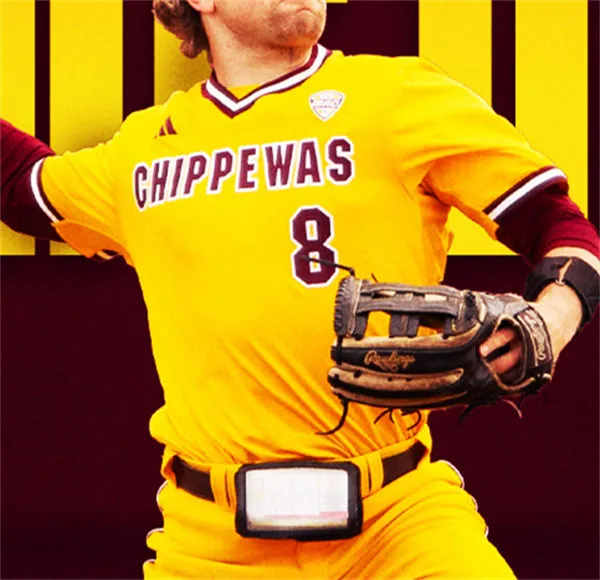Central Michigan Chippewas Custom Adidas Gold Pullover College Baseball Jersey