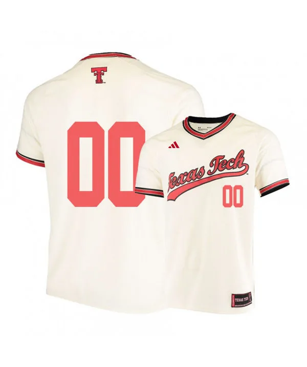 Texas Tech Red Raiders Custom Adidas Cream Baseball Game Jersey