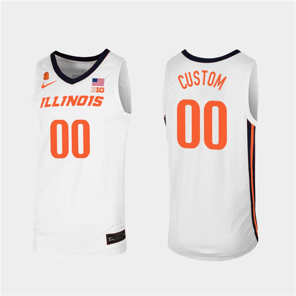 Illinois Fighting Illini Custom White Orange Nike NCAA Basketball Jersey