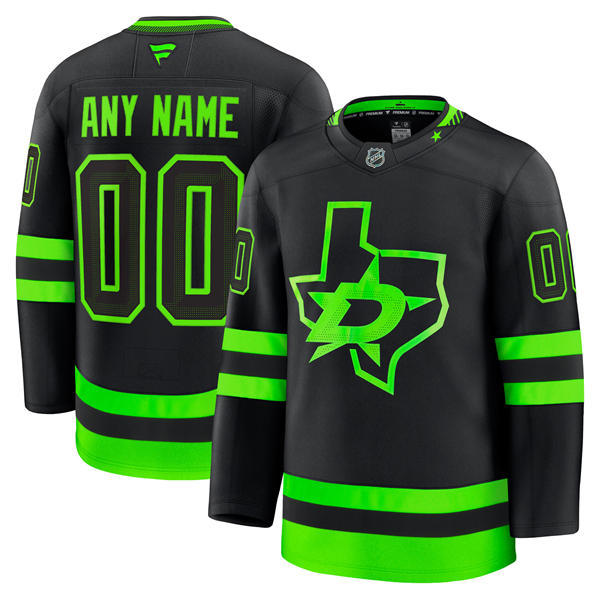 Men's Dallas Stars Custom Fanatics Blackout Alternate Jersey