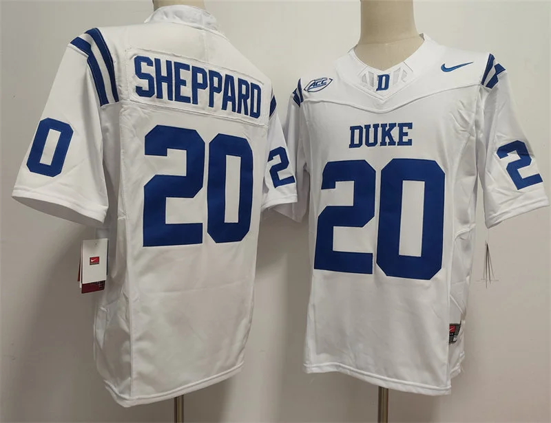 Duke Blue Devils #20 Nate Sheppard 2025 White College Football Game Jersey