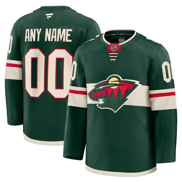 Men's Minnesota Wild Custom Stitched Fanatics Home Green Jersey