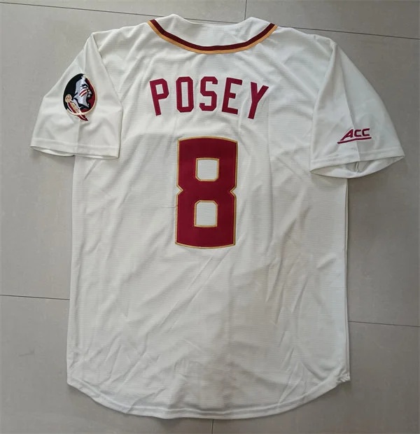 Florida State Seminoles #8 Buster Posey Nike Cream FS College Baseball Jersey Florida State Seminoles #8 Buster Posey Nike Cream FS College Baseball Jersey