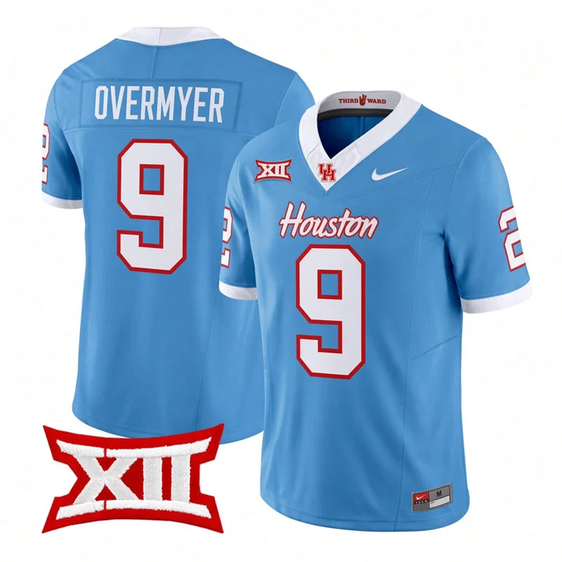 Houston Cougars #9 Patrick Overmyer 2026 Blue Football Game Jersey
