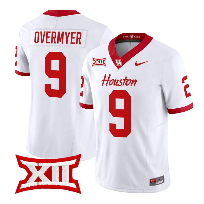Houston Cougars #9 Patrick Overmyer 2026 Whie Football Game Jersey