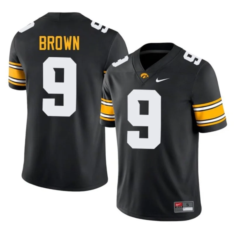 Iowa Hawkeyes #9 Hank Brown Black College Football Game Jersey