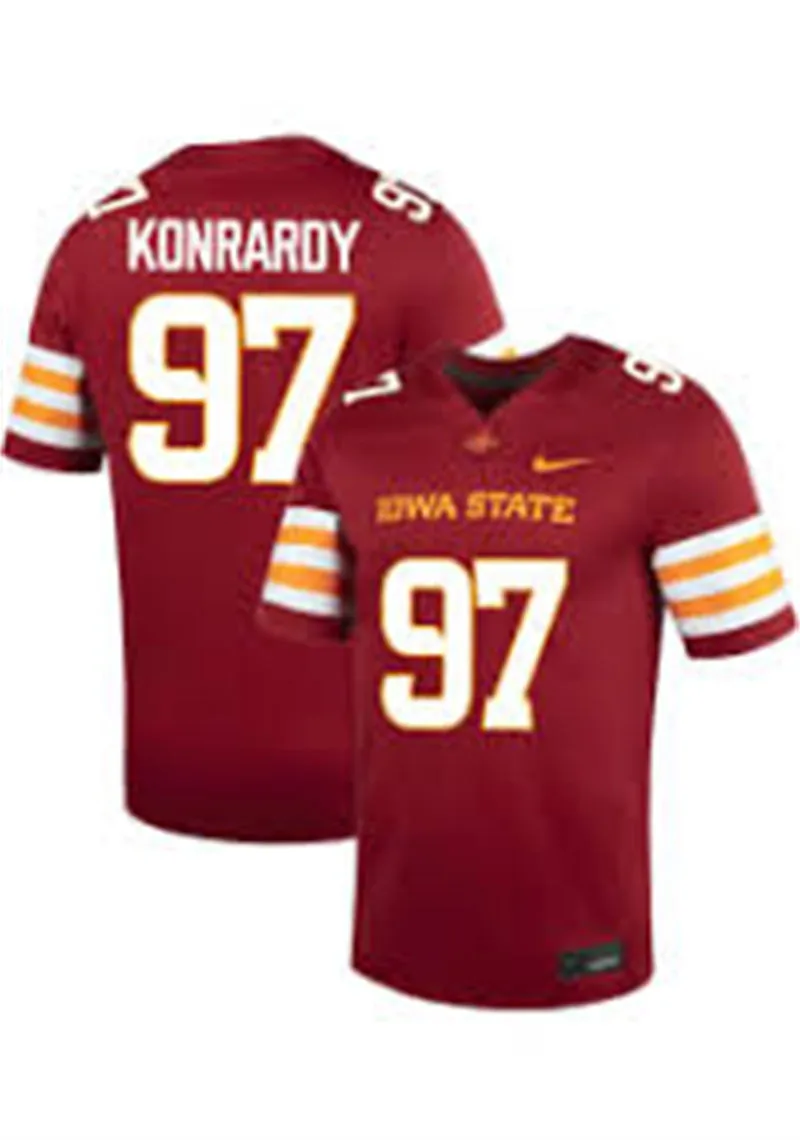 Iowa State Cyclones #97 Kyle Konrardy 2025 Cardinal Football Game Jersey