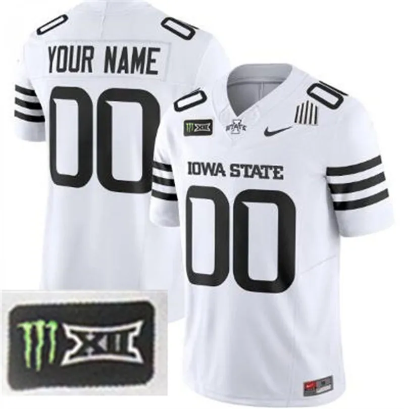 Iowa State Cyclones Custom Nike 2026 White Black College Football Game Jersey