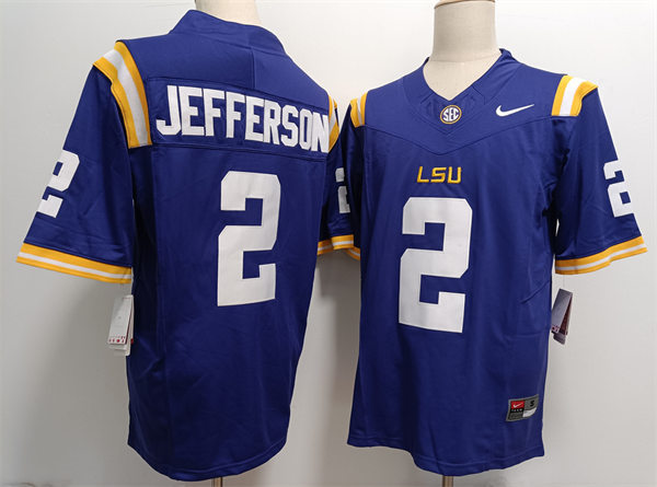 Men's LSU Tigers #2 Justin Jefferson Purple Nike College Game Football Jersey Men's LSU Tigers #2 Justin Jefferson Purple Nike College Game Football Jersey