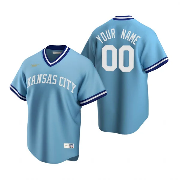 Kansas City Royals Custom Nike Light Blue Pullover Cooperstown Collection Jersey