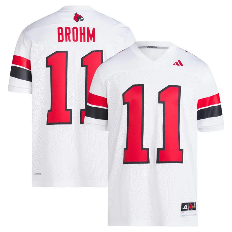 Louisville Cardinals Coach #11 Jeff Brohm 2025 White Away Football Uniform Jersey