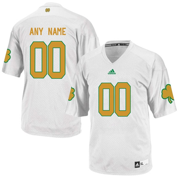 Mens Notre Dame Fighting Irish Custom Adidas White Green Football Jersey