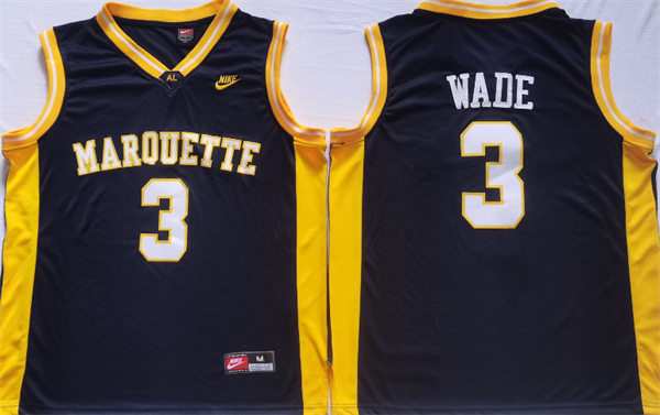 Mens Marquette Golden Eagles #3 Dwyane Wade Nike Navy Blue College Basketball Jersey