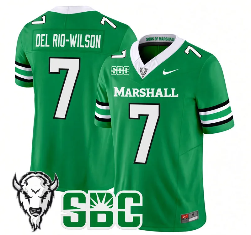 Marshall Thundering Herd #7 Carlos Del Rio-Wilson 2025 Kelly Green Vapor F.U.S.E. Limited Football Jersey