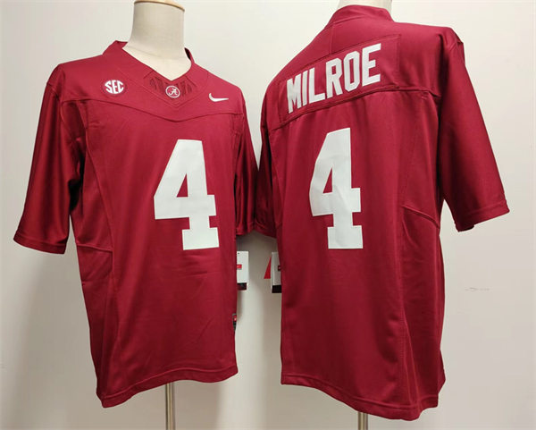 Men's Alabama Crimson Tide #4 Jalen Milroe Nike 2023 F.U.S.E. Elite Crimson College Football Game Jersey Men's Alabama Crimson Tide #4 Jalen Milroe Nike 2023 F.U.S.E. Elite Crimson College Football Game Jersey