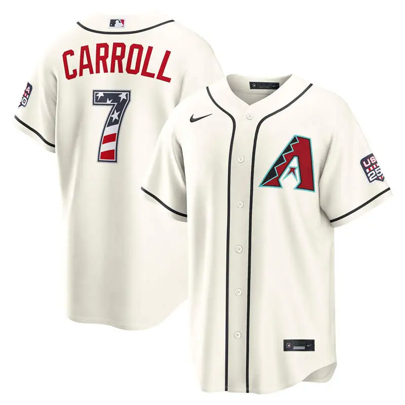 Men's Arizona Diamondbacks #7 Corbin Carroll Nike Cream USA 250 Fourth of July Home Stadium Jersey