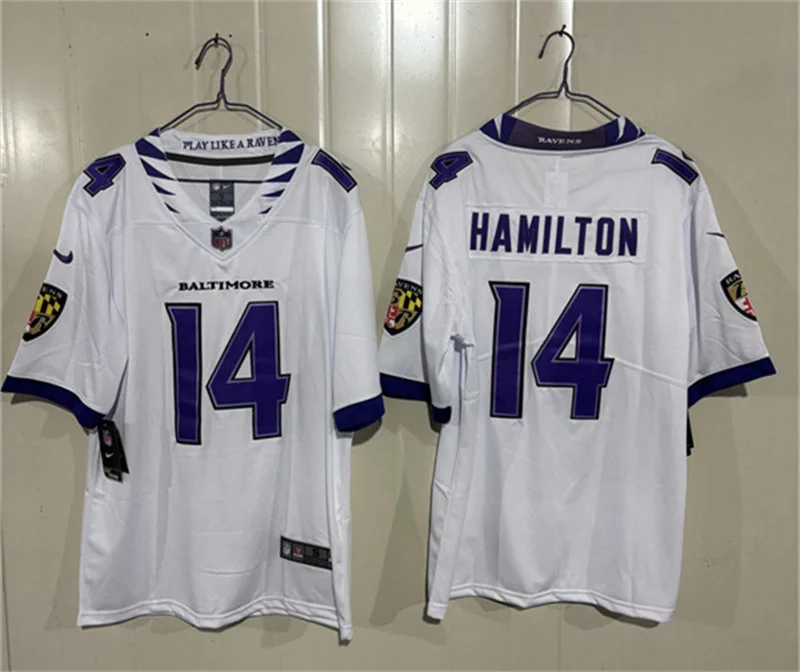 Men's Baltimore Ravens #14 Kyle Hamilton Nike 2026 Next Flight White Vapor Vapor F.U.S.E Limited Jersey