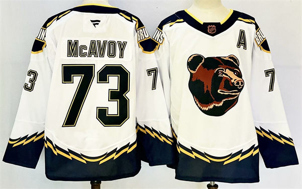 Men's Boston Bruins #73 Charlie McAvoy Fanatics White Reverse Retro 2.0 Primegreen Jersey
