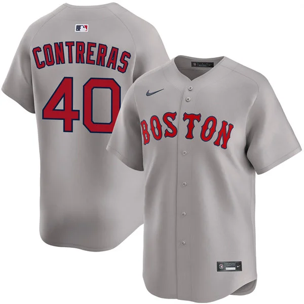 Men's Boston Red Sox #40 Willson Contreras Nike Road Gray Limted Jersey