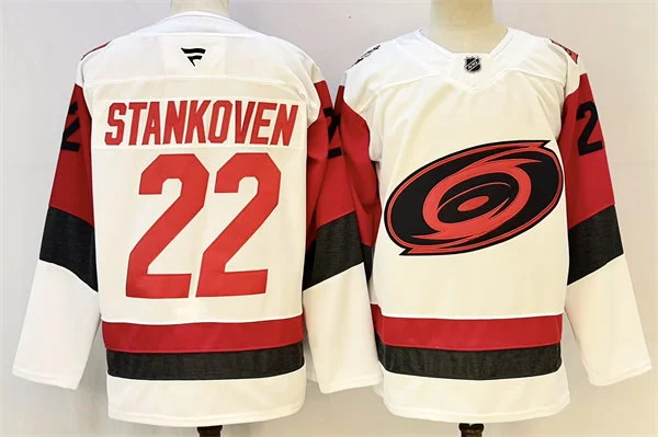 Men's Carolina Hurricanes #22 Logan Stankoven Fanatics 2025 White Away Premium Jersey
