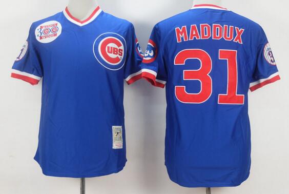 Men's Chicago Cubs #31 Greg Maddux 1984 Blue Mitchell & Ness Jersey