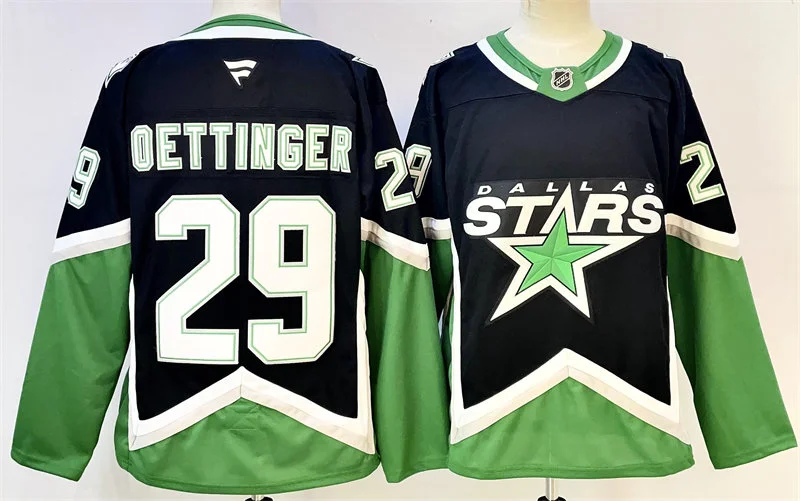 Men's Dallas Stars #29 Jake Oettinger 99 Cup Champs Throwback Jersey Black