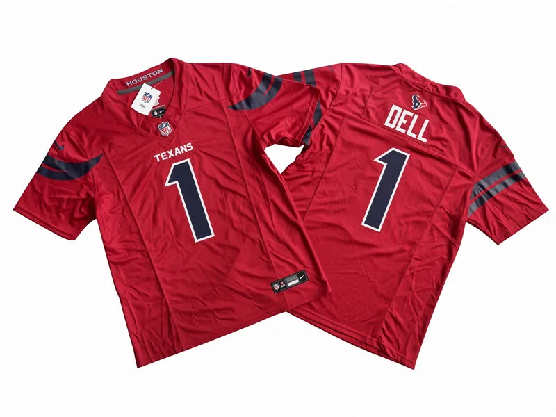 Men's Houston Texans #1  Tank Dell Nike 2026 Red Vapor Limited Player Jersey