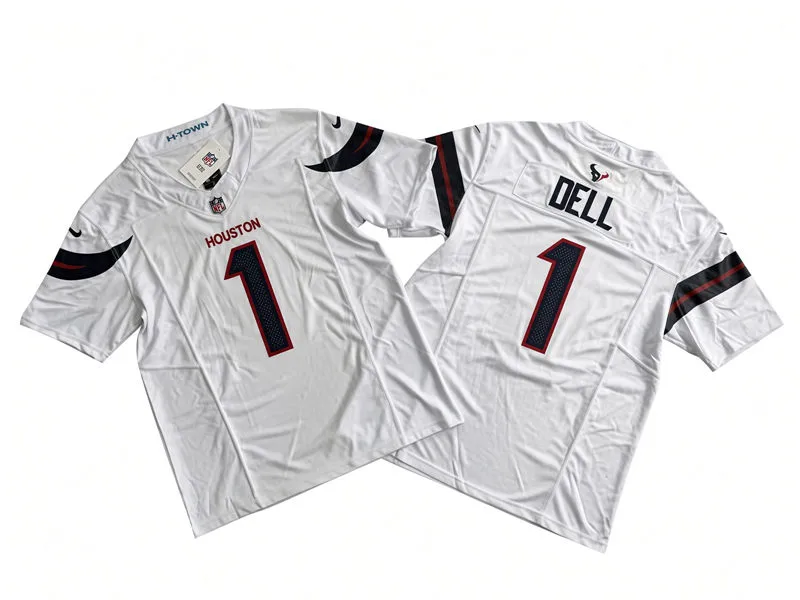Men's Houston Texans #1  Tank Dell 2026 White Vapor Limited Player Jersey