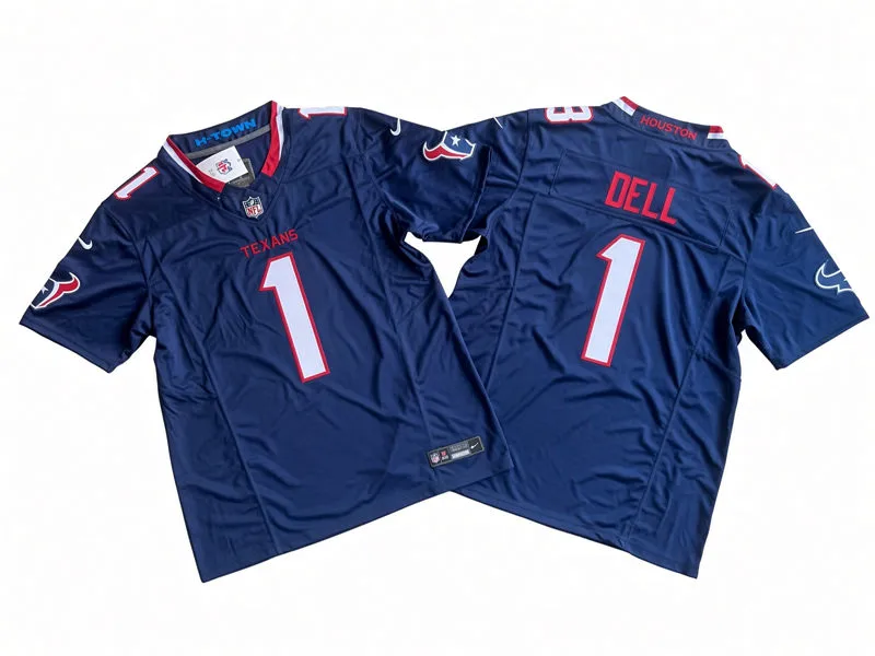 Men's Houston Texans #1 Tank Dell Nike 2026 Navy Alternate F.U.S.E. Limited Player Jersey