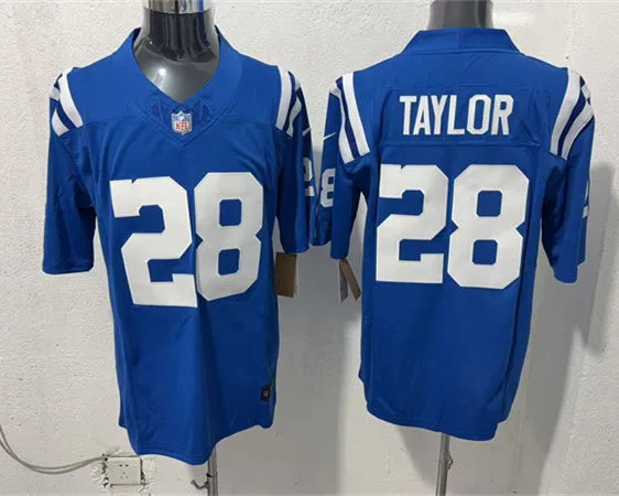 Men's Indianapolis Colts #28 Jonathan Taylor Nike Royal Vapor F.U.S.E. Limited Jersey