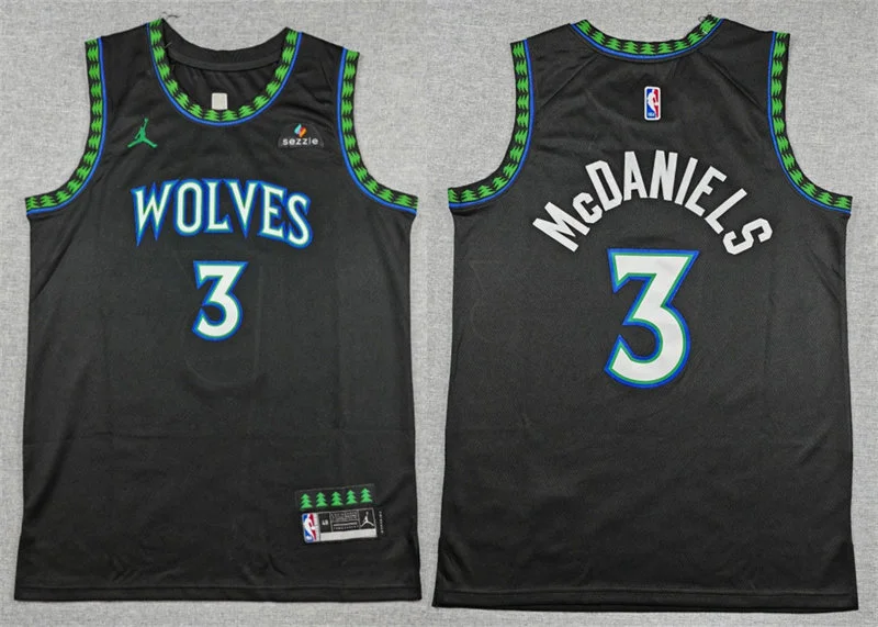 Men's Minnesota Timberwolves #3 Jaden McDaniels 2026 Black Statement Classic Reimagined Jersey
