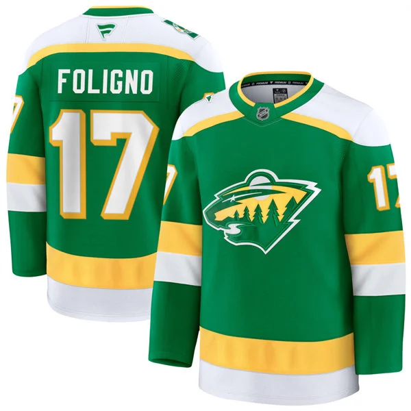 Men's Minnesota Wild #17 Marcus Foligno Green 2022 Reverse Retro Primegreen Jersey