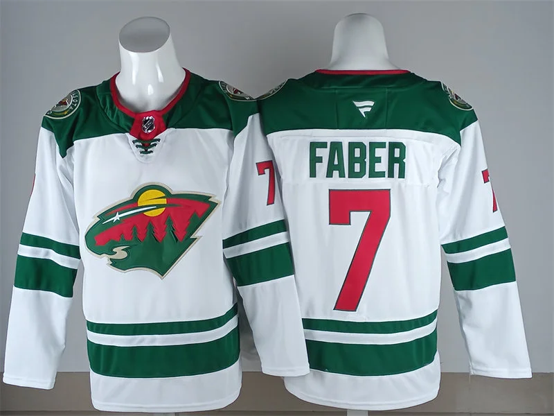 Men's Minnesota Wild #7 Brock Faber Fanatics Away White Jersey