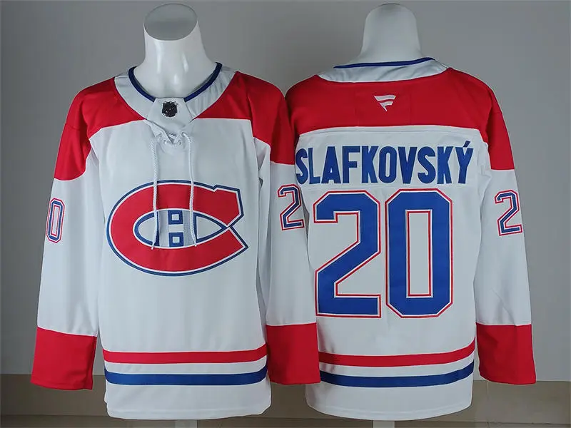 Men's Montreal Canadiens #20 Juraj Slafkovsky White Away Jersey
