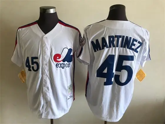 Men's Montreal Expos #45 Pedro Martinez White 1982 Throwback Jersey