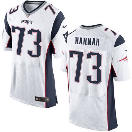 Men's New England Patriots Retired Player #73 John Hannah White Nike Elite Jersey