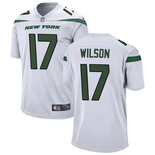 Men's #17 Garrett Wilson New York Jets Stitched Nike White Jersey