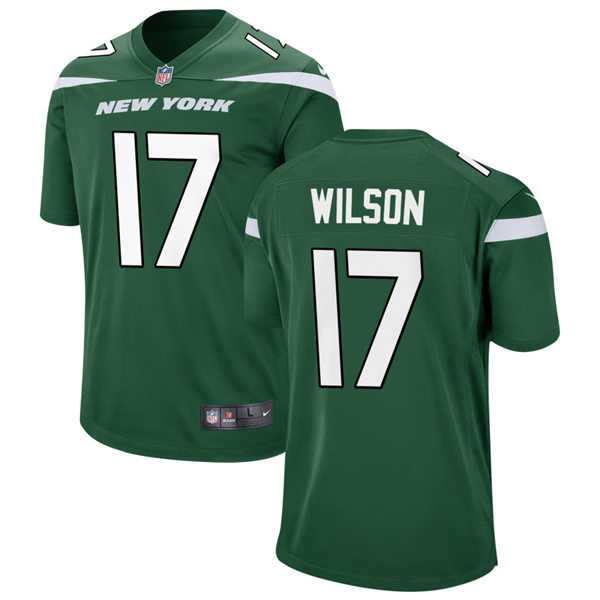Men's #17 Garrett Wilson New York Jets Stitched Nike green Jersey