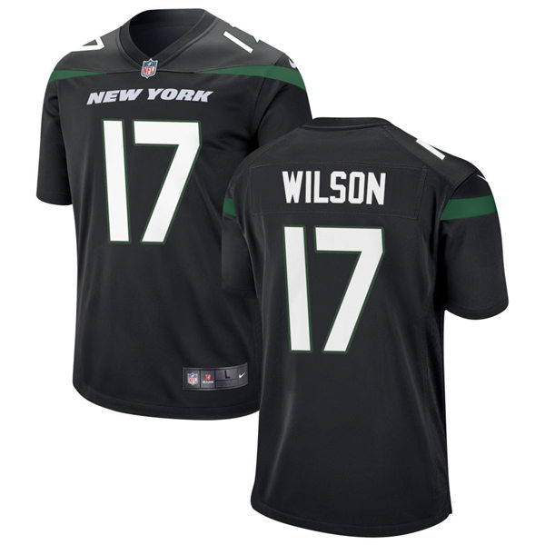 Men's #17 Garrett Wilson New York Jets Stitched Nike black Jersey