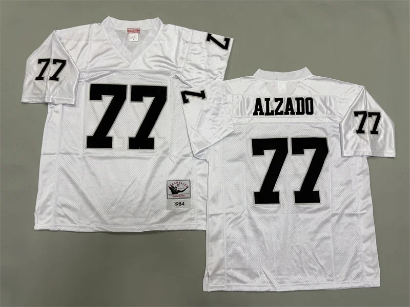 Men's Oakland Raiders #77 Lyle Alzado White 1984 Throwback Jersey