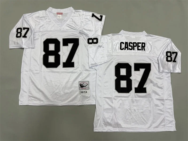 Men's Oakland Raiders #87 Dave Casper 1974 White Throwback Jersey