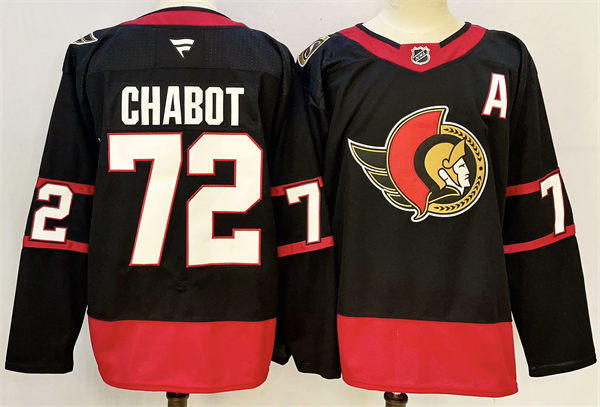 Youth Ottawa Senators #72 Thomas Chabot Stitched Fanatics Home Black Player Jersey