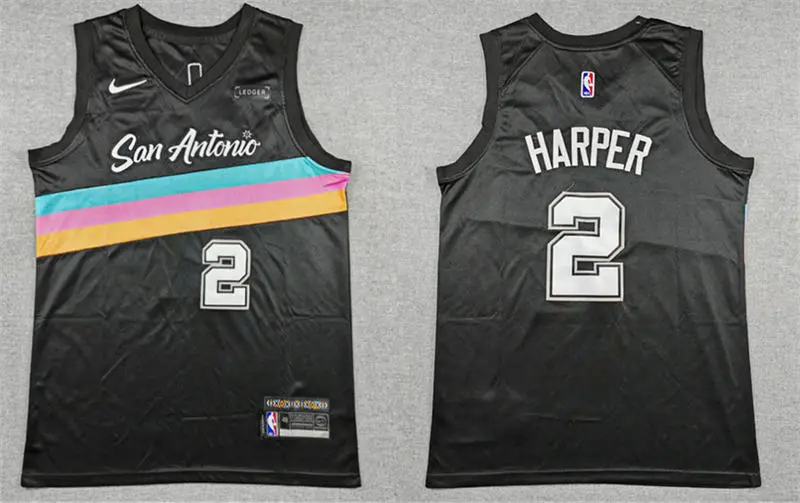 Men's San Antonio Spurs #2 Dylan Harper Black 2025-26 City Edition Swingman Jersey