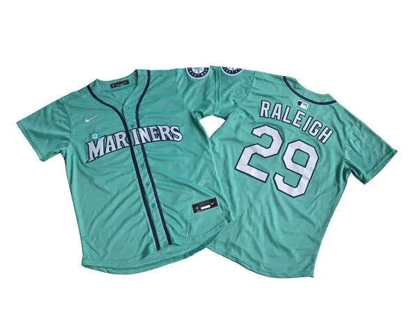 Men's Seattle Mariners #29 Cal Raleigh Aqua Alternate Limited Jersey